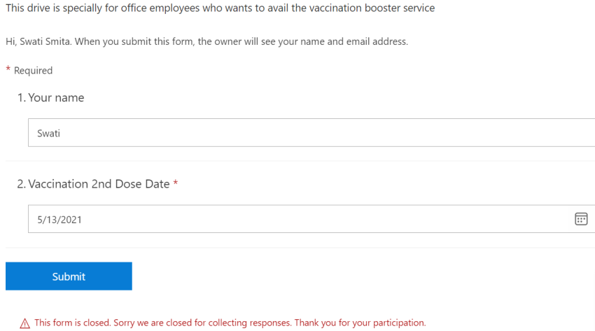 Stop Survey Response in MS forms